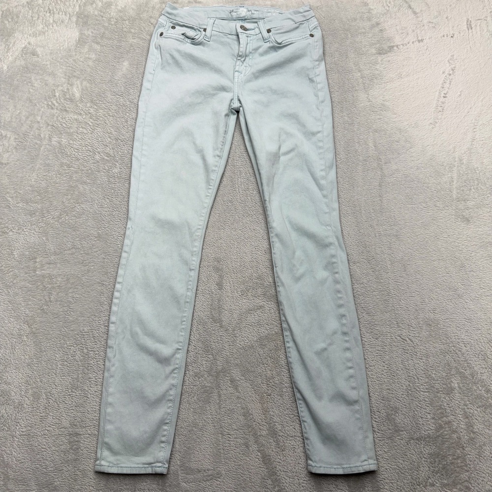 7 For All Mankind Jeans Womens 26 Blue Mid Rise Skinny Ice Blue Stretch Slim